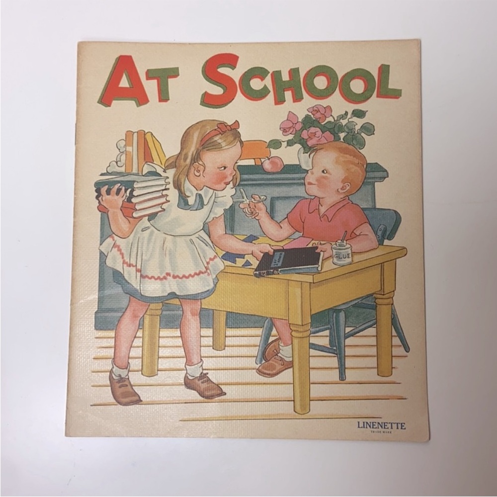 Vintage 1940 Linenette No 483 📙 "At School” Children’s Book